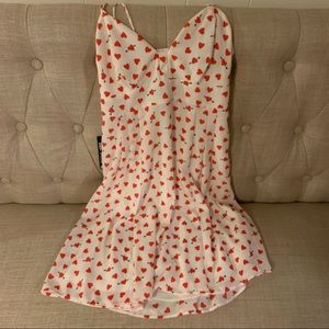 Express size 0 white with red hearts strapped dress w open back